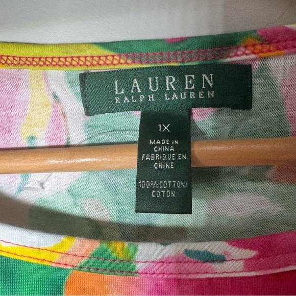 Lauren Ralph Lauren Floral Short Sleeve Tshirt Size 1x 100% Cotton - Picture 5 of 5